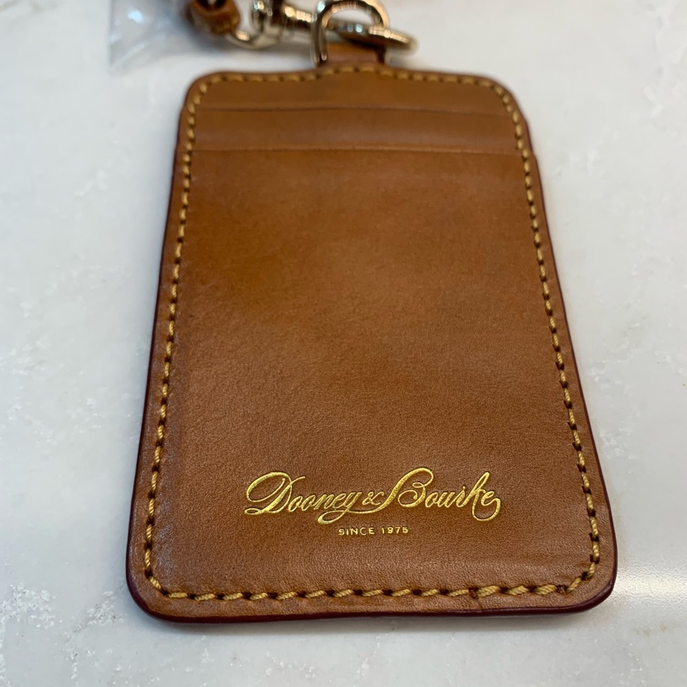 NWOT Dooney & Bourke Brown Leather Card Holder Lanyard - Picture 2 of 5